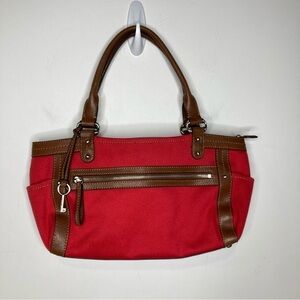 Fossil red‎ canvas handbag